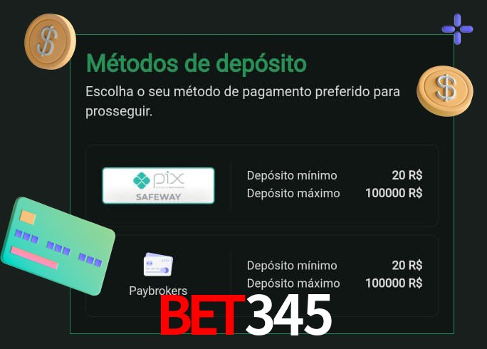 O cassino bet345 oferece uma grande variedade de métodos de pagamento